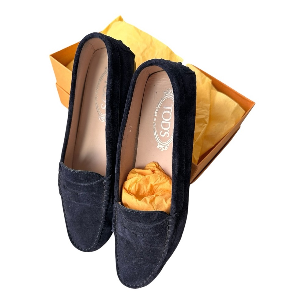 Tod’s Navy Suede Loafers Size 40 with Original Box